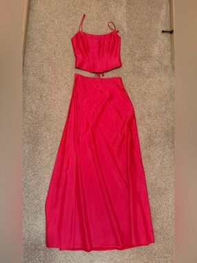 Cache Hot Pink Satin Two-Piece Set